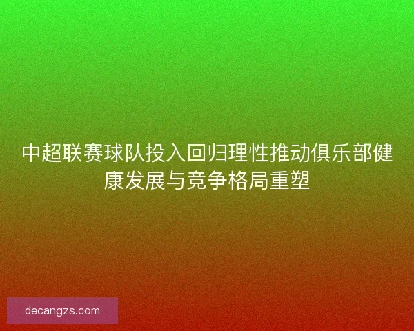 中超联赛球队投入回归理性推动俱乐部健康发展与竞争格局重塑