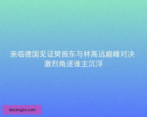亲临德国见证樊振东与林高远巅峰对决 激烈角逐谁主沉浮